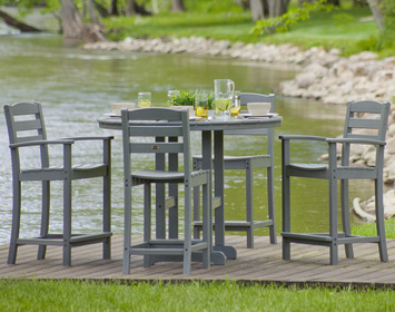 La Casa Café 5-Piece Round Farmhouse Counter Dining Set