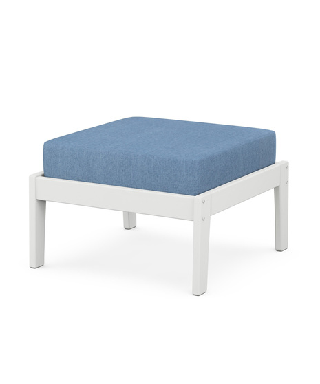Deep Seating Ottoman - White/Sky Blue