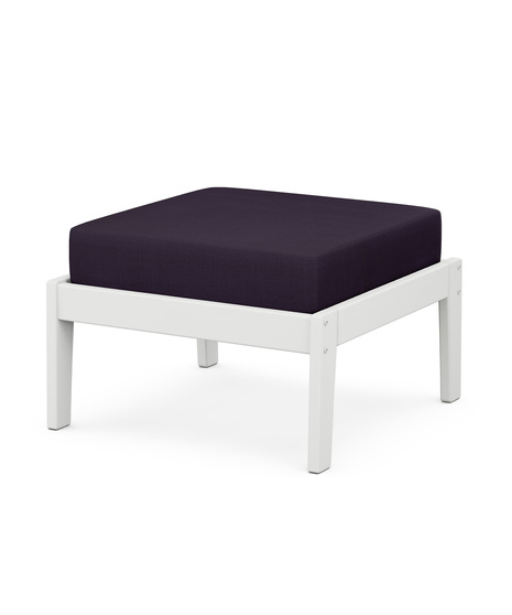 Deep Seating Ottoman - White/Navy Linen