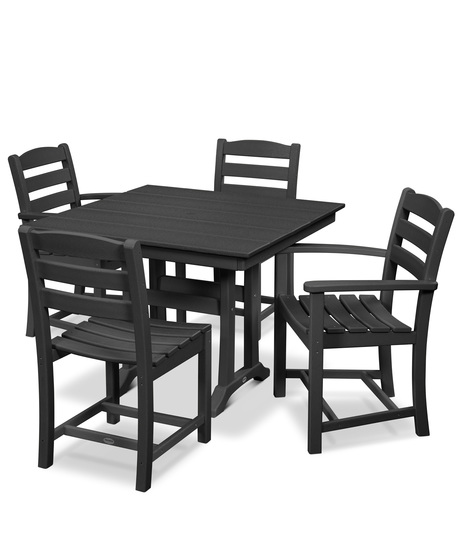 La Casa Café 5-Piece Farmhouse Dining Set with Trestle Legs - Black