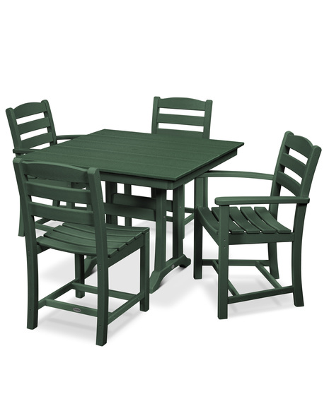 La Casa Café 5-Piece Farmhouse Dining Set with Trestle Legs - Green