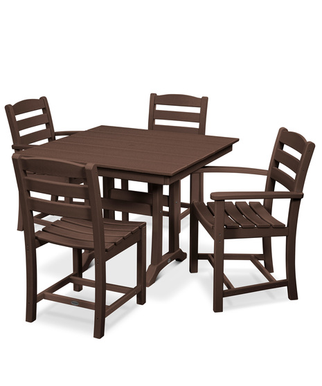 La Casa Café 5-Piece Farmhouse Dining Set with Trestle Legs - Mahogany