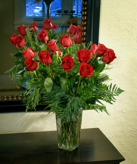 One Dozen Christmas Roses - classic design with a seasonal touch