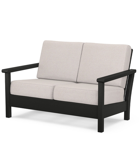 Harbour Deep Seating Loveseat - Black/Dune Burlap