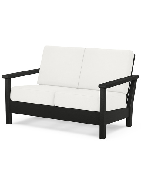 Harbour Deep Seating Loveseat - Black/Natural Linen