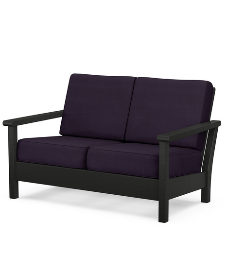 Harbour Deep Seating Loveseat - Black/Navy Linen