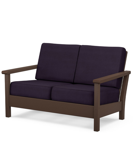 Harbour Deep Seating Loveseat - Mahogany/Navy Linen