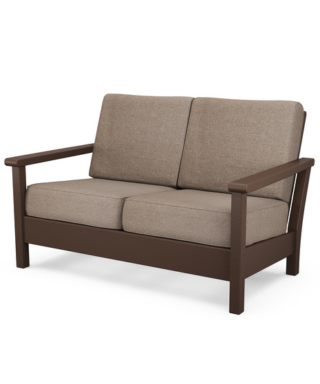 Harbour Deep Seating Loveseat - Mahogany/Spiced Burlap
