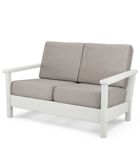 Harbour Deep Seating Loveseat - Vintage White/Weathered Tweed