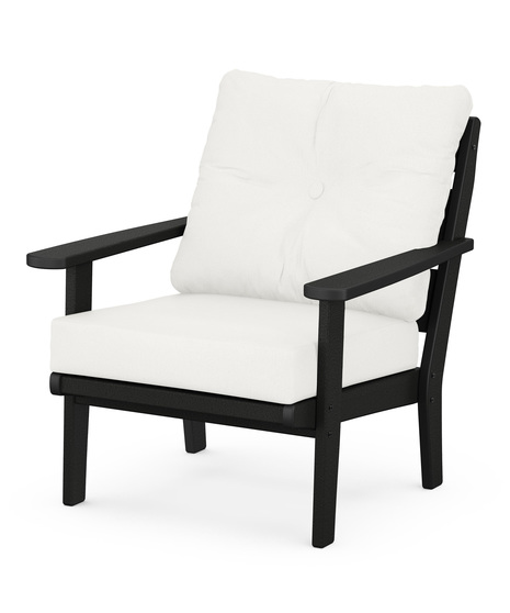Lakeside Deep Seating Chair - Black/Natural Linen