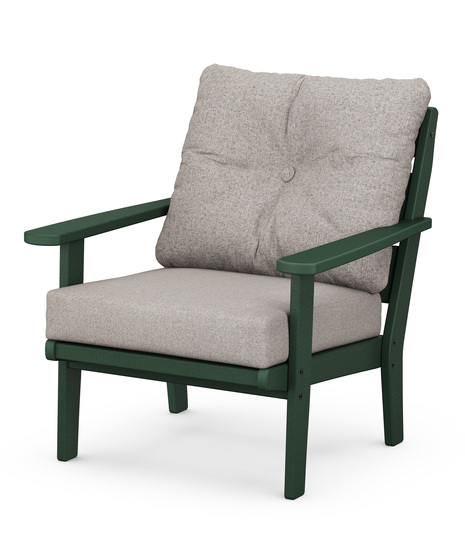 The Lakeside Deep Seating Chair achieves laid-back comfort and style with plush pillow-back cushions and a timeless back design.
