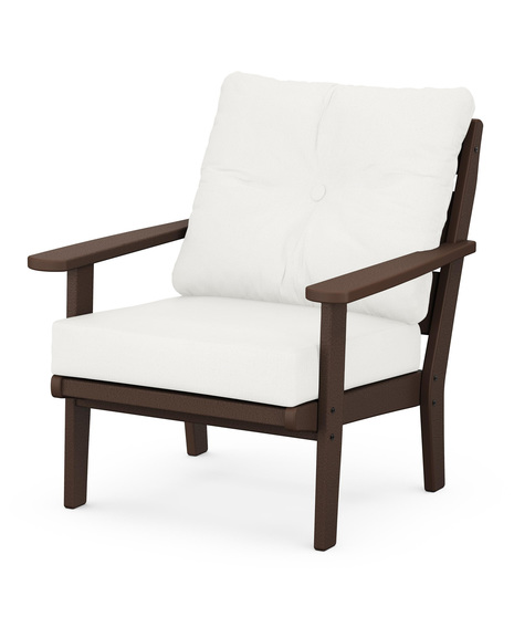 Lakeside Deep Seating Chair - Mahogany/Natural Linen