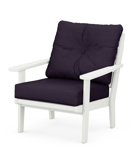 Lakeside Deep Seating Chair - Vintage White/Navy Linen