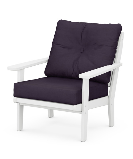 Lakeside Deep Seating Chair - White/Navy Linen