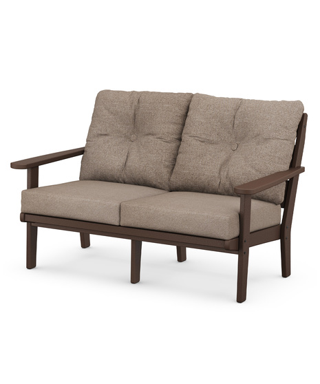 Lakeside Deep Seating Loveseat - Mahogany/Spiced Burlap