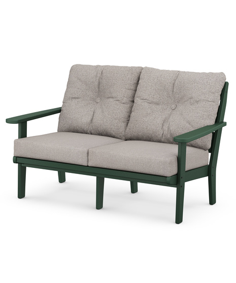 Lakeside Deep Seating Loveseat - Green/Weathered Tweed