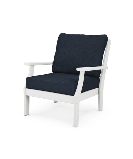 Braxton Deep Seating Chair -  White/Marine Indigo