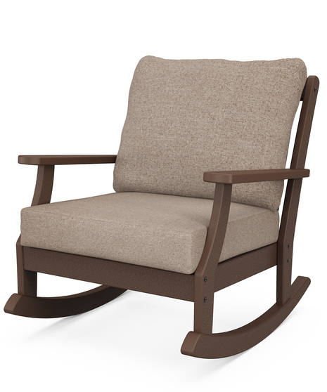 Braxton Deep Seating Rocking Chair - Mahogany/Spiced Burlap