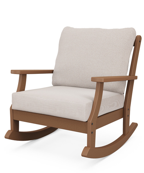 Braxton Deep Seating Rocking Chair - Teak/Dune Burlap