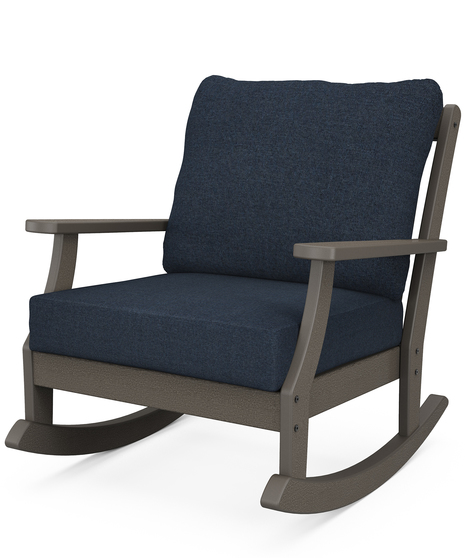 Braxton Deep Seating Rocking Chair - Vintage Coffee/Marine Indigo