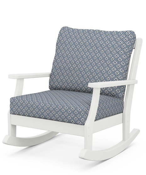Braxton Deep Seating Rocking Chair - Vintage White/Hopscotch