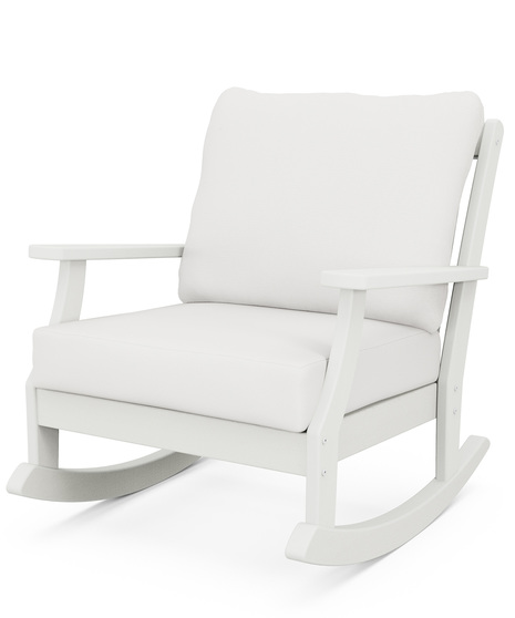 Braxton Deep Seating Rocking Chair - Vintage White/Natural Linen