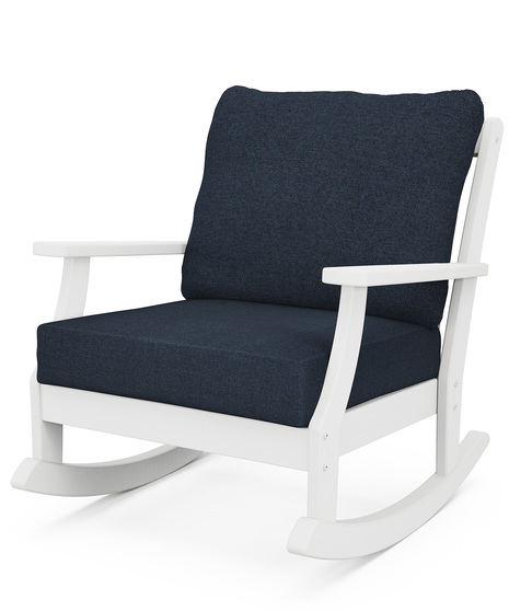 Braxton Deep Seating Rocking Chair - White/Marine Indigo
