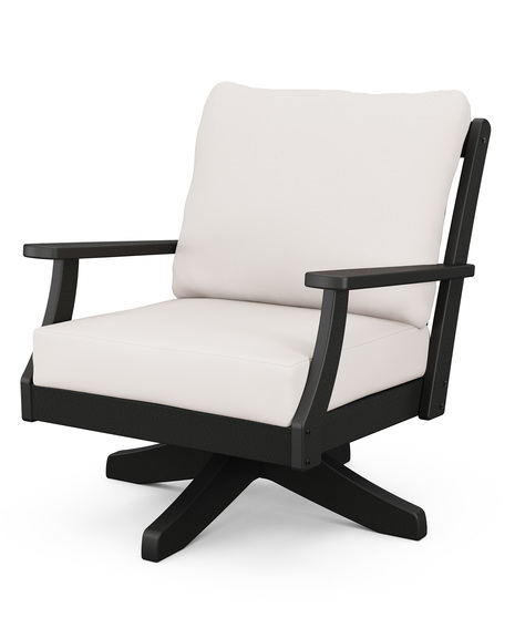 Braxton Deep Seating Swivel Chair - Black/Bird's Eye