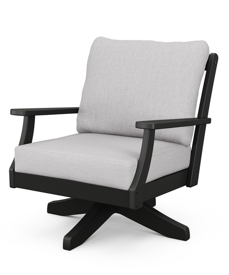 Braxton Deep Seating Swivel Chair - Black/Granite