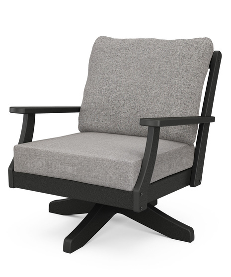 Braxton Deep Seating Swivel Chair - Black/Grey Mist