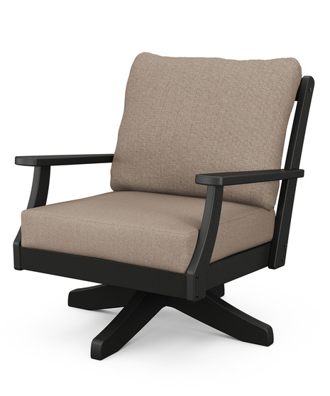 Braxton Deep Seating Swivel Chair - Black/Sancy Shale