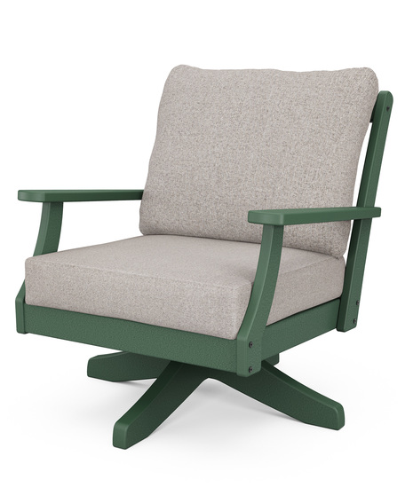 Braxton Deep Seating Swivel Chair - Green/Weathered Tweed