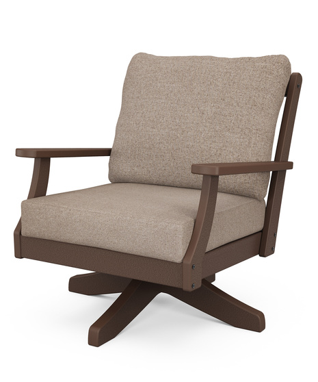 Braxton Deep Seating Swivel Chair - Mahogany/Spiced Burlap