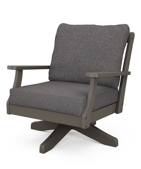 The Braxton Deep Seating Swivel Chair pairs comfort and style with soft pillow back cushions and a charming cross back design