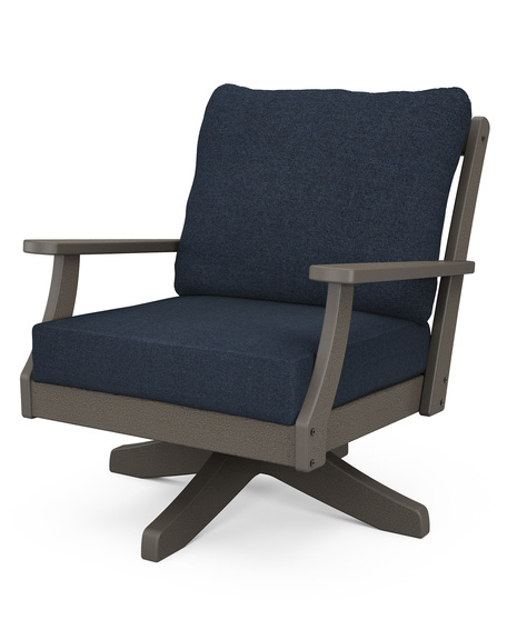 Braxton Deep Seating Swivel Chair - Vintage Coffee/Marine Indigo