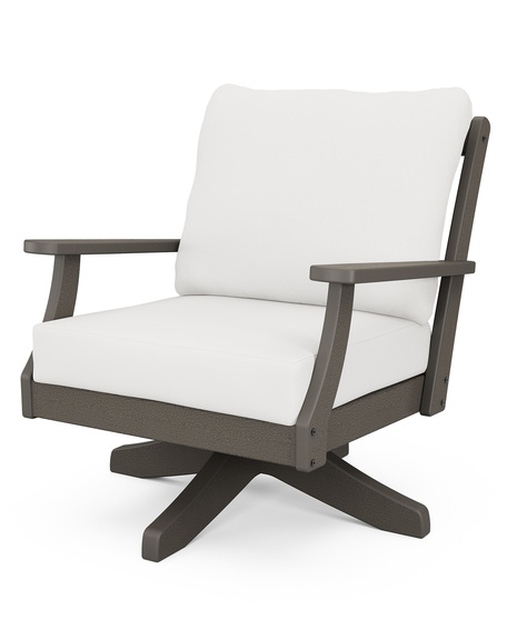 Braxton Deep Seating Swivel Chair - Vintage Coffee/Natural Linen