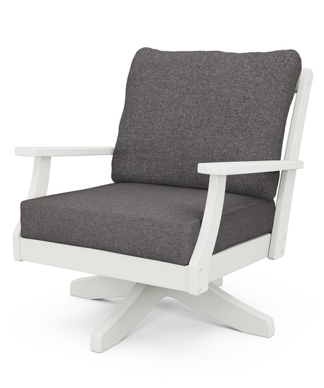 Braxton Deep Seating Swivel Chair - Vintage White/Ash Charcoal