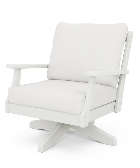 Braxton Deep Seating Swivel Chair - Vintage White/Natural Linen