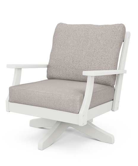The Braxton Deep Seating Swivel Chair pairs comfort and style with soft pillow back cushions and a charming cross back design