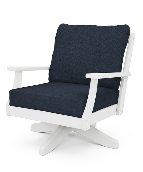Braxton Deep Seating Swivel Chair - White/Marine Indigo