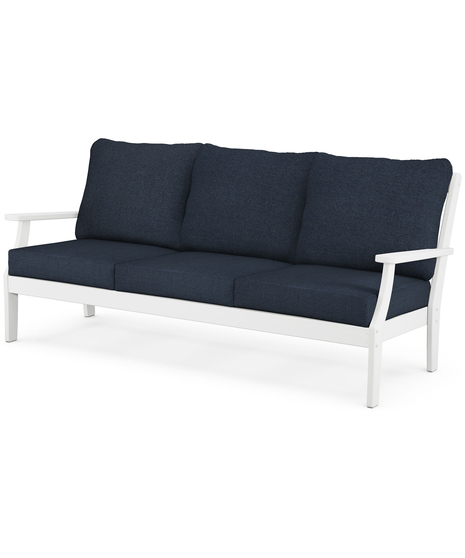 Braxton Deep Seating Sofa - White/Marine Indigo