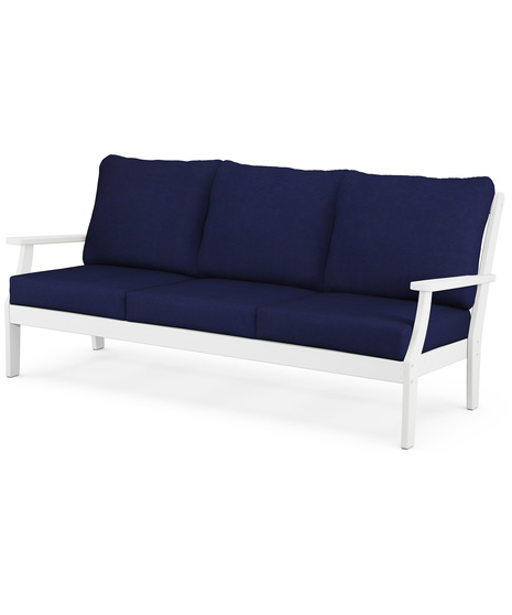 Braxton Deep Seating Sofa - White/Navy Linen