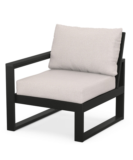 Edge Modular Left Arm Chair - Black/Dune Burlap
