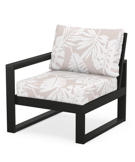 Edge Modular Left Arm Chair - Black/Leaf Dune Burlap