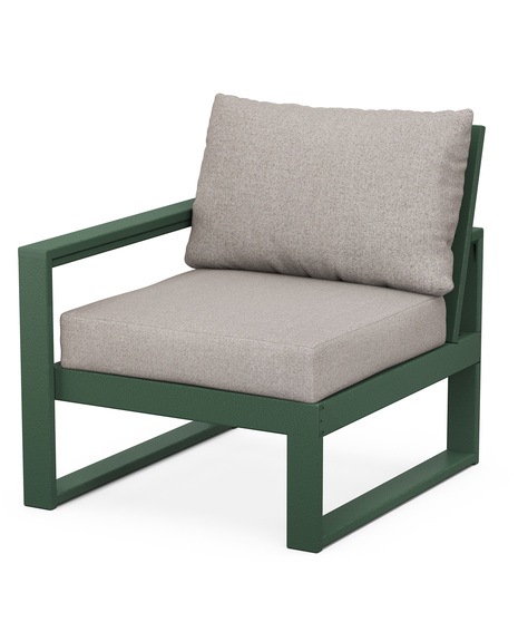Edge Modular Left Arm Chair - Green/Weathered Tweed