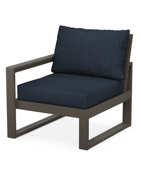 Edge Modular Left Arm Chair - Vintage Coffee/Marine Indigo