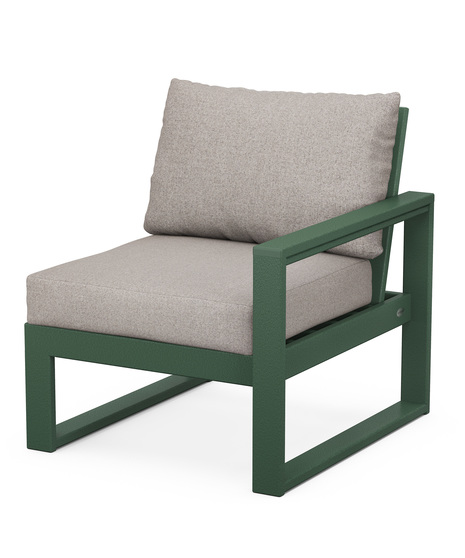 EDGE Modular Right Arm Chair - Green/Weathered Tweed
