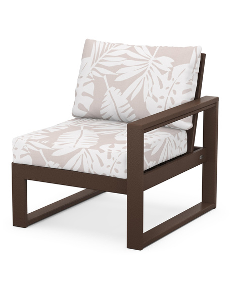 EDGE Modular Right Arm Chair - Mahogany/Leaf Dune Burlap