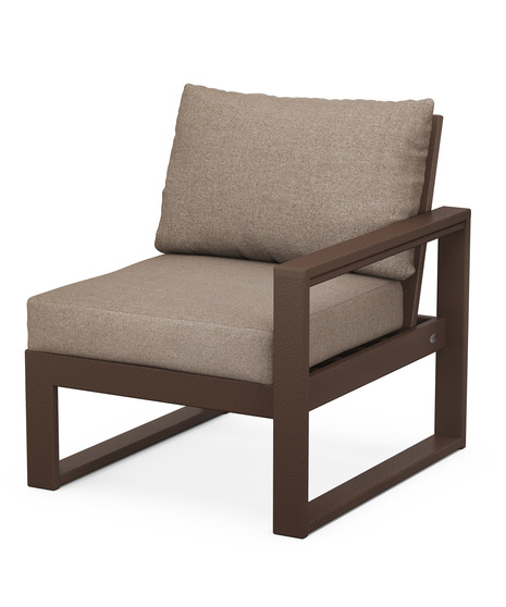 EDGE Modular Right Arm Chair - Mahogany/Spiced Burlap