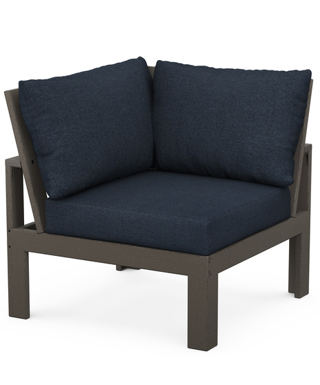 EDGE Modular Corner Chair - Vintage Coffee/Marine Indigo